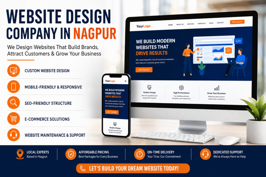 Professional website design company in Nagpur offering responsive web development, SEO-friendly websites, ecommerce solutions, and business website services.